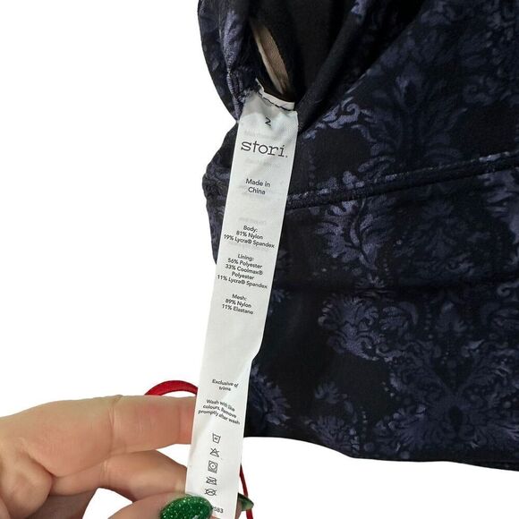 Stori Perseverance Long Line Sports Bra Damask Onyx Size 2 - Picture 3 of 4